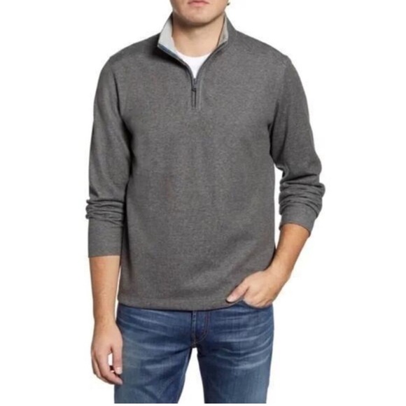 Bonobos Wear To Work Quarter Zip Slim Pullover Sweater - Picture 1 of 8